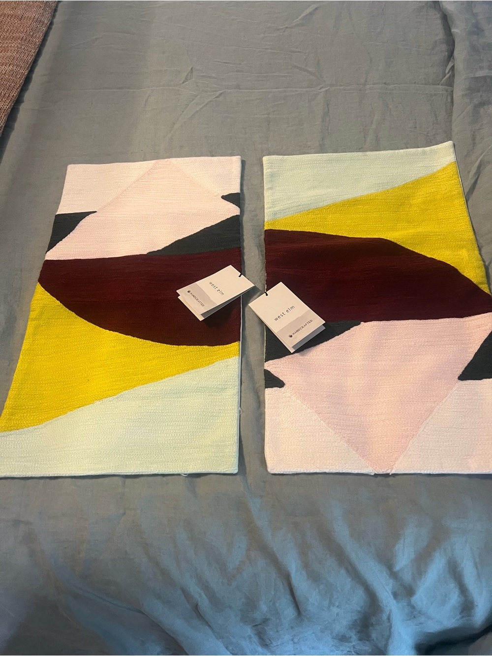 West Elm Abstract pillow cover set in Yellow, Pink, Burgundy. NWT